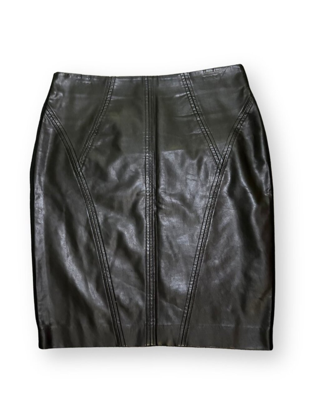 Banana Republic Black Faux Leather Panel Pencil Skirt Size 2